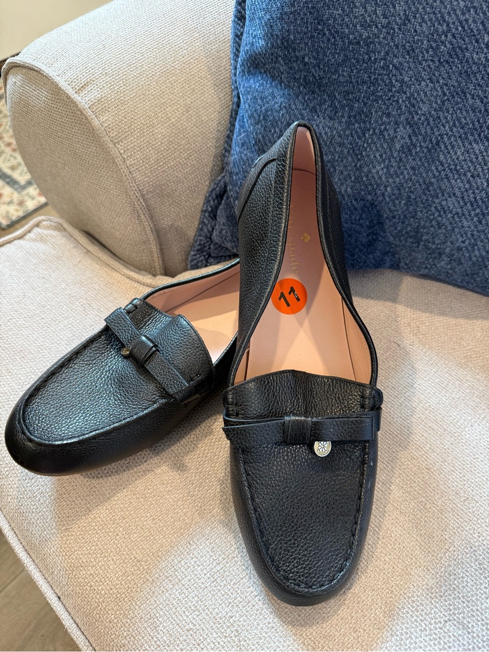 Kate Spade New York Black Pebbled Leather Loafers Women’s Size 11